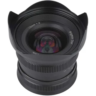 Brightin Star 12 Mm F2.0 Superweitwinkel-APS-C-Metallobjektiv mit Manueller Fokussierung, Stoßfestem, Stabilem Rahmen, Hochwertigem Optischem Glas, Hoher Auflösung, (E-Anschluss)