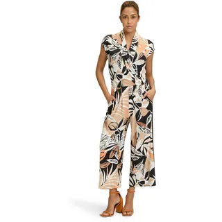 Betty Barclay Overall BETTY BARCLAY "Betty Barclay Damen Jumpsuit mit Eingrifftaschen", Damen, Gr. 38, Normalgrößen, schwarz (schwarz, braun), Jersey, Obermaterial: 95% Polyester, 5% Elasthan. Besatz: 94% Polyester, 6% Elasthan.