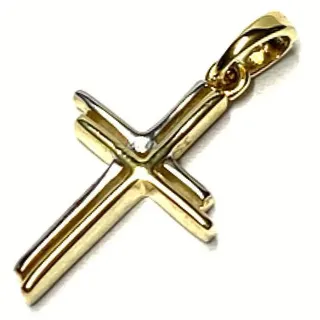 Edelschmiede925 Schmuckset GoldAnhänger 585 Gold bicolor - Kreuz - zart fein klein Kreuzanhänger