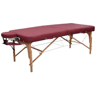 Zen BigOne Massageliege klappbar & Mobile Massagetisch aus Holz, stabile Massagebett - Massagebank höhenverstelbar, Tattoo & Kosmetikliege - Behandlungsliege mit Kopfteil, Armlehne & Tasche Weinrot