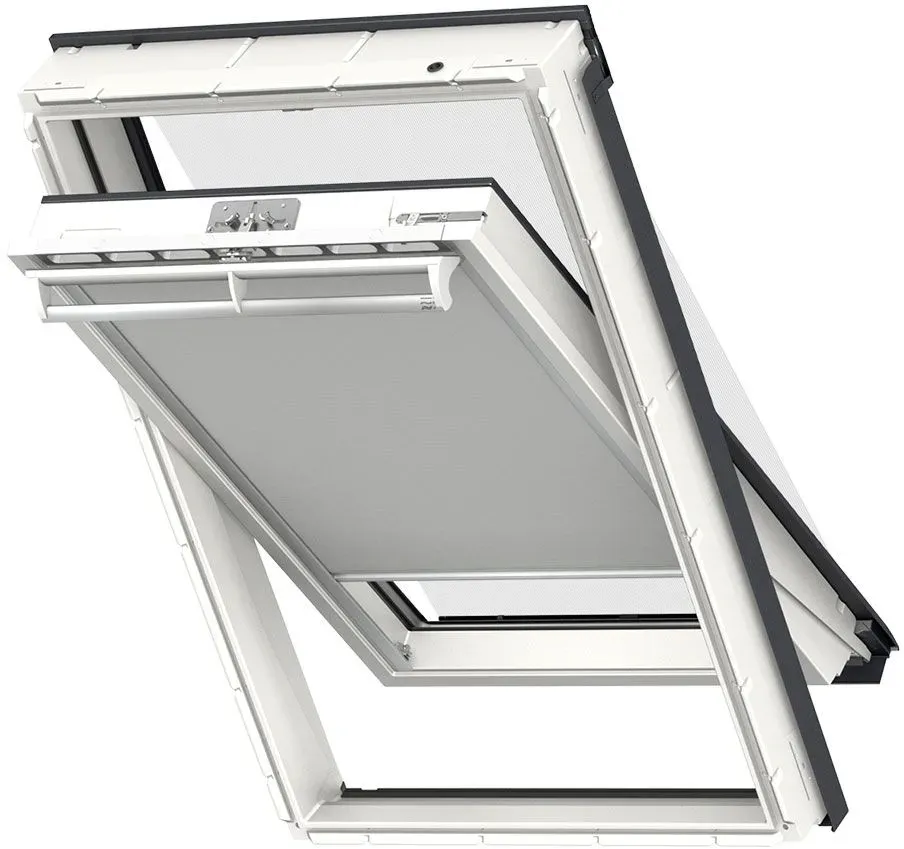 VELUX Vorteils-Set Hitzeschutz Plus DOP Manuell Uni Weiss/Schwarz 1025, UK10, Alu-Schiene und Haltekrallen,GGU,Manuell,VELUX
