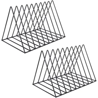 Jesustree 2 Stück Buch-Organizer, Metall Zeitungsständer Dreieck Desktop Magazinständer 9 Fächer Schallplattenständer Zeitungshalter Bücherenden Halter für Büro, Dokumente, Fotoalben