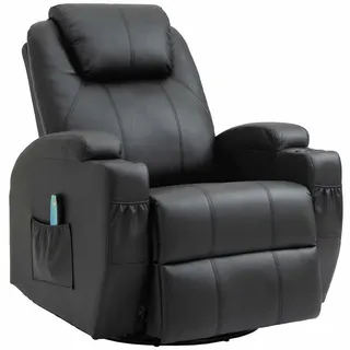 Thanaddo Massagesessel Fernsehsessel Relaxsessel Wärmefunktion Leder Schwarz