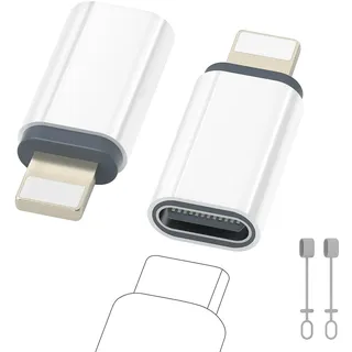 Zestiq USB C auf Lightning Adapter, 2 Stück Adapter USB C auf Lightning, Unterstützt Laden/Datensynchronisation iPhone Adapter für iPhone 14/13/12/11/iPad/Airpods, Nicht für Kopfhörer/Audio/OTG