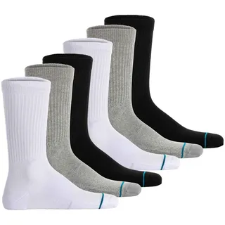 Stance Unisex Socken 6er Pack - Icon, Logo, Basic, Crew Socken Schwarz/Grau/Weiß 35-37