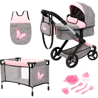 Bayer Kombi-Puppenwagen Xeo Mega, grau/rosa«, set