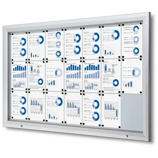 Showdown-Displays Flachschaukasten aussen 21 x DIN A4 Gasdruckfeder ESG-Glas