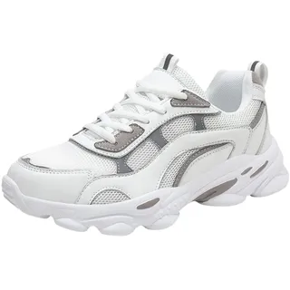 QINQNC Temu Schuhe Tanzschuhe Super Leichte Sneaker Damen Frauen schnüren Laufschuhe Sportschuhe weiße Turnschuhe Slippers Damen Slipper Damen Weiß Slipper Damen (White, 38) - 38 EU