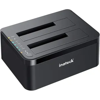 Inateck USB 3.0 Dockingstation, SATA Dual-Schacht Docking, Offline-Klonen unterstützt, Schwarz