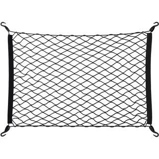 Relaxdays Gepäcknetz, 80x62 cm, Spannnetz fürs Auto, elastisch, Kofferraumnetz zur Ladungssicherung, universal, schwarz