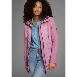 Langjacke KANGAROOS, Damen, Gr. 34, lila (mauve), Fleece, Obermaterial: 100% Polyester. Futter: 100% Polyester. Wattierung: 100% Polyester. Ärmel: 100% Polyester, kontrastfarbene Details, unifarben, figurbetont Po-bedeckend, Jacken Langjacke, Hybridjacke - Fleecejacke mit wattierten Bereichen