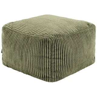 I.C.O.N. Icon Amara Hocker, Salbeigrün, Flauschiger Cord Stoff, Sitzsack Cord, Sitzpuff Hocker mit Füllung, Fußhocker für das Wohnzimmer, Deko Wohnzimmer