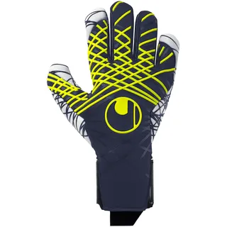 Uhlsport Fußball Torwarthandschuhe Prediction Ultragrip - ultimativer Grip - für Kinder und Erwachsene, Marine/weiß/Fluo gelb, 8