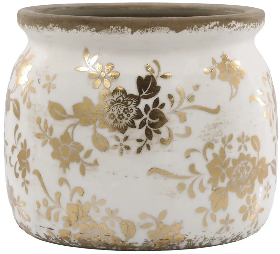 Chic Antique Melun Übertopf Anniversary Bauchig, H13/Ø 15,5 cm gold
