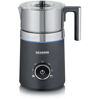 SEVERIN SPUMA 700 Induktions-Milchaufschäumer, elektrischer Milchaufschäumer ohne Anbrennen, spülmaschinengeeigneter Milchschäumer, Edelstahl-gebürstet/schwarz-matt, SM 3586