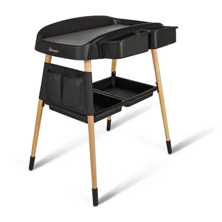 BabyGO Wickeltisch - Perfekte Babyzimmer Ausstattung für bequemen Windelwechsel - Schwarz