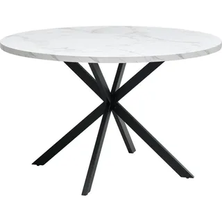 Mid.you Esstisch, Schwarz, Weiß, Metall, Holzwerkstoff, rund, Flachrohr, 120x75x120 cm, Bsci, Esszimmer, Tische, Esstische, Esstische rund