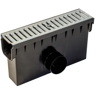 ScarMaxx Hofablauf Hofsinkkasten - Fangkorb A15 Gully Stegrost - Kompatibel mit dem 115-mm-System - Kunststoff - Polypropylen (PP) - 2 x Anschluss für KG-Rohr DN110 - Stahl verzinkt