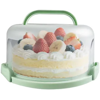 VELLUSTRA Kuchen Transportbox rund mit Deckel Kuchenbehälter 31,5 cm Durchmesser, Innenhöhe 14.5 cm, Tragbarer Tortentransportbox für 10 Zoll Kuchen, BPA Frei Tortenbehälter, Tortenbox, Tortenteller