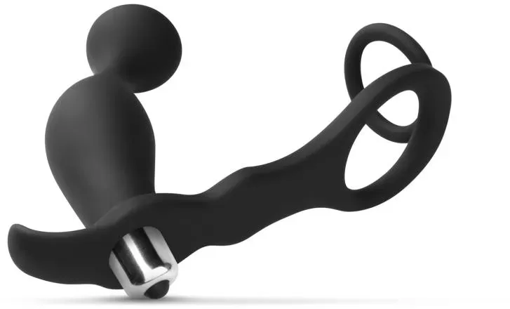 Prostata-Vibrator & Cock- Und Ballring - Schwarz Schwarz