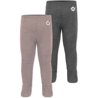 normani Outdoor Sports Merino Unterhose mit Füßen 2er Pack Grau/Rosa 92
