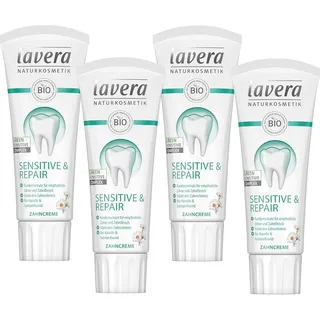lavera Zahncreme Sensitive & Repair Zahnpasta Bio-Kamille Natriumfluorid 4x75ml