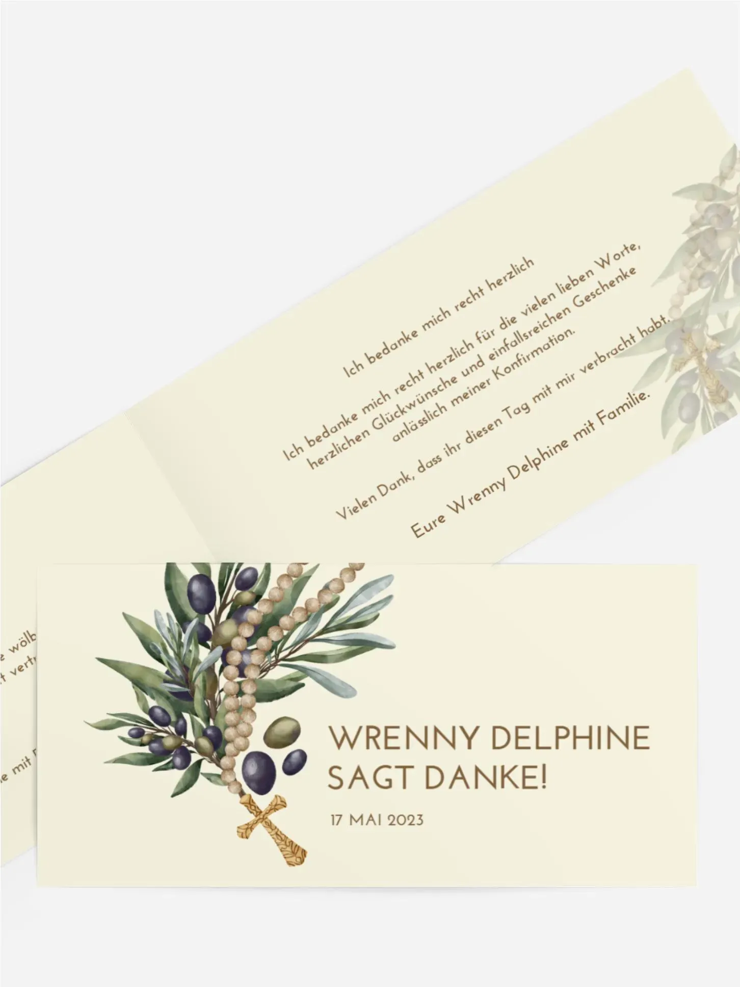 Dankeskarten Konfirmation selbst gestalten mit Spruch und Fotos im Onlinedesigner bei Meine-Kartenmanufaktur.de