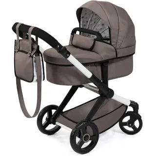 Bayer Design Puppenwagen Xeo mit Tasche, höhenverstellbarer Griff, Schwenkschieber, wandelbar als Puppenjogger, bewegliche Vorderräder, integrierter Korb, Cappuccino