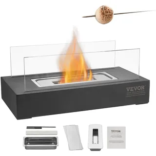 Vevor Feuerstelle, Feuerschale Feuerkorb Rauchfrei Tischkamin mit Glas, 35x18x14cm