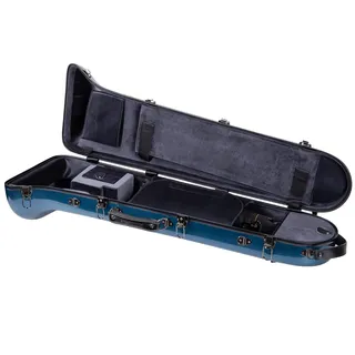 Crossrock Fiberglass Case fits for F-Trigger or Straight Trombone with Removable Shoulder Straps-Blue(CRF1020TBBL)