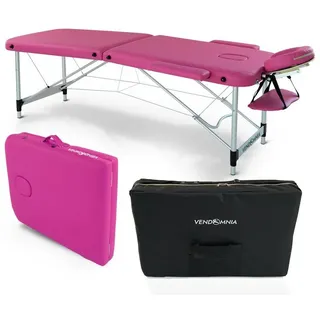 Vendomnia Mobile Massageliege - Aluminium mit 2 Zonen höhenverstellbar inkl. hochwertiger Kopfstütze Tasche Armlehnen - Farbwahl Klappbar, Massagetisch Massagebett Massagebank Behandlungsliege