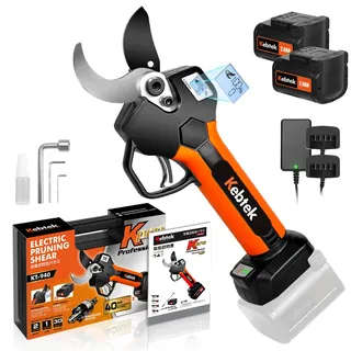 Elektrische Gartenschere 40MM, Kebtek Professionelle Akku Gartenschere18V 2Pack 2AH Lithium Batteries KT940