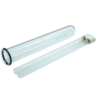 Wacredo UVC Ersatzlampe 24 Watt + Quarzglas mit Bördelung inkl. Dichtung für Oase Bitron 24C (ab 2014) Komplettset Wasseraufbereitung | Filter | Wasserklärer | Leuchtmittel | UVC Gerät