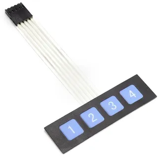 BerryBase Membran Folientastatur 4 Tasten (1-4) mit Klebeschicht