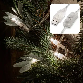 Hellum 20-tlg. LED-Lichterk. m. USB-Anschluss, u. Schalter, Kabel transp. < transparent,