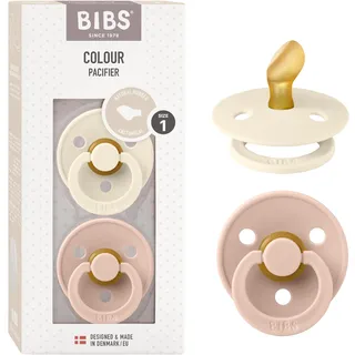 Bibs Colour Schnuller 2er-Pack, BPA-frei Schnuller, Kiefergerechte Form. Naturkautschuk/Latex, Hergestellt in Dänemark. 0-6 Monate (2er Pack), Ivory/Blush