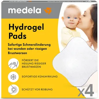 Medela Hydrogel Pads – Linderung und Kühlung für wunde oder rissige Brustwarzen – Steril, einzeln verpackt – 4er Pack