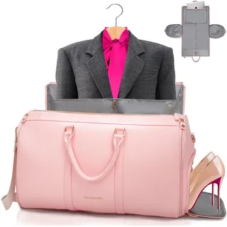 Kleidersäcke für Reisen, wandelbare Kleidersäcke für Reisen, Handgepäck, große hängende Seesack, Anzug-Handgepäcktasche für Reisen, Leder-Kleidersäcke für Reisen, Rose, Kleidersäcke für Reisen
