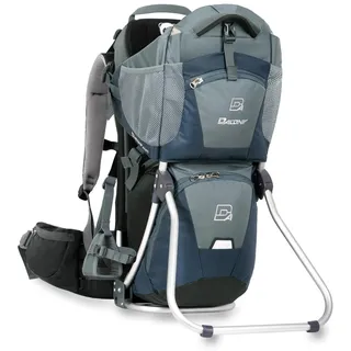 Kraxe Kindertrage Dacony, inklusive einem Paar Fußstützen mit Fersenarretierung, für das Tragen auf dem Rücken- Kindertragerucksack mit Rahmen- bis 25 kg- geeignet für alle Körpergrößen (Deep blue)