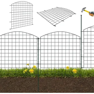 NAIZY Teichzaun Metall Gartenzaun Komplettset 5pcs Zaun Steckzaun inkl. 6 Befestigungsstäben Zaunelemente Freigehege Absperrzaun für Garten Tier Hunde (Type B)