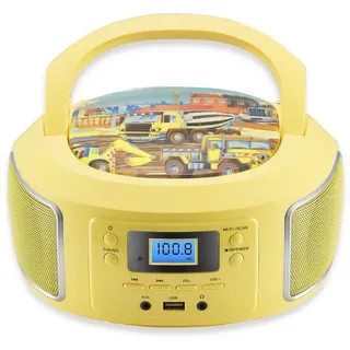 Cyberlux tragbarer Kinder CD-Player Tragbar CD/MP3/USB Radio Gelb