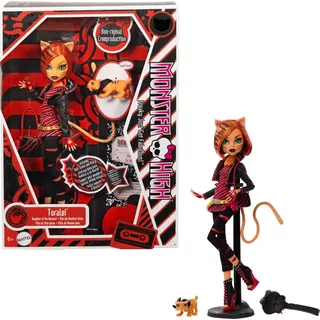 Monster High Gruselige Reproduktion der ursprünglichen Monster-High-Puppe, reproduzierte Toralei-Sammelfigur mit Puppenständer, Tagebuch und zahmem Säbelzahntiger Sweet Fangs, HYV91