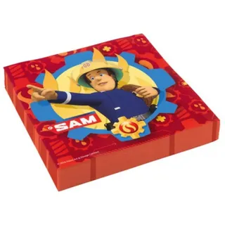 Amscan 9902177 - Servietten Feuerwehrmann Sam, 20 Stück, 33 x 33 cm, Partygeschirr, Kindergeburtstag