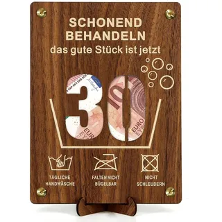 Giftota Witzige 30. Geburtstag Geldgeschenke Holz mit Geburtstagskarte, Geschenke zum 30 Geburtstag Frauen Männer, 30. Geburtstag Geschenkverpackung