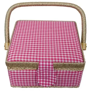 maDDma Nähkästchen 1 Nähkästchen mit Tragegriff 19x19x11cm Nähkorb Nähkoffer Nähzubehör rosa