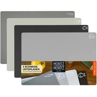 Moritz & Moritz 4x Schneidematte Küche - 28 x 38 cm - Schneideunterlage Küche für schnelles Arbeiten - Schneidebrett Kunststoff Flexibel