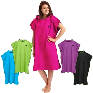 Fit-Flip Badeponcho aus Mikrofaser für Damen und Herren - schnelltrocknend, kompakt und Ultraleicht - Strandponcho für Erwachsene mit Kapuze (Größe M, Pink)