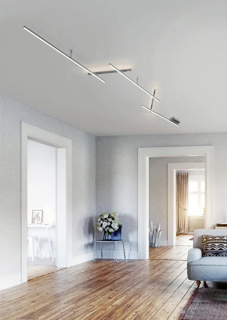 TRIO 674610707 LED Kronleuchter Indira 1x20W + 1x8W | 3000L | 3000K | IP20 - dimmbar - 3 Phasen, obere/untere Beleuchtung, Nickel