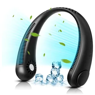 Nackenventilator, Tragbarer Blattloser Nackenventilator, 4000mAh Wiederaufladbarer Persönlicher Ventilator mit 3 Geschwindigkeiten für Wandern, Outdoor, Zuhause, Büro, Einkaufen, Camping, Picknick