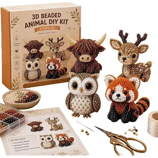 Giurui Tiny 3D Beaded Animal DIY Kit, DIY Animal Beading Kit, Cute Bead Craft Animals Set, DIY Animals Beading Set with with Colorful Bead and Instructions, for Adults Teens Beginners (K#)